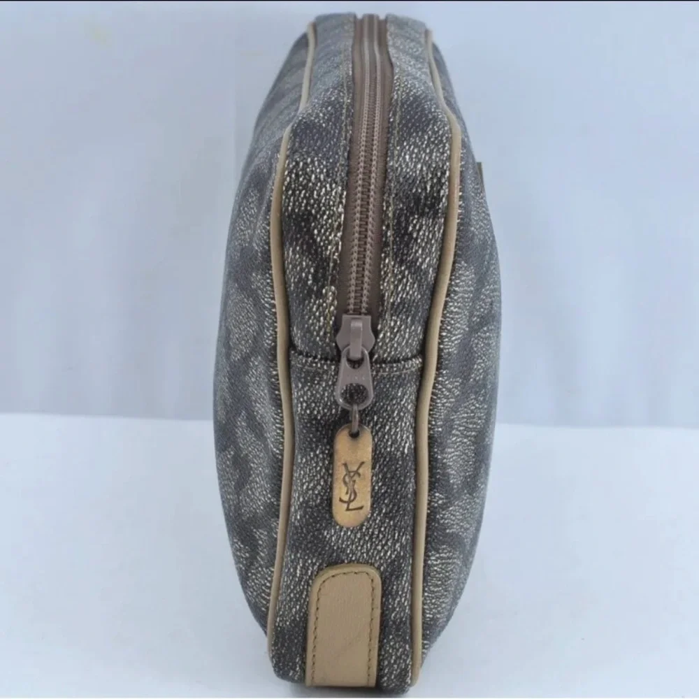 YVES Saint Laurent Coated Canvas Clutch/Handbag/Toiletry/ Cosmetic Bag‎